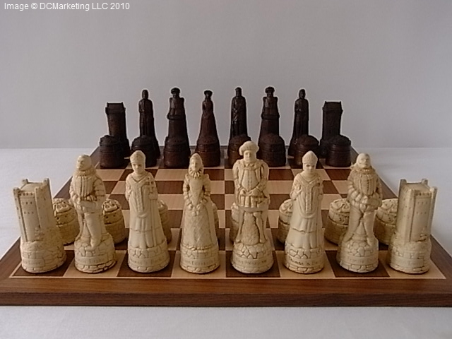 3.25 English vs Scottish Hand Painted Polystone Chess Pieces